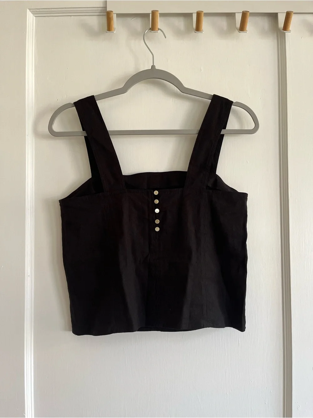 Vince Black Linen Square-Neck Crop Tank
